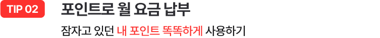 TIP 02 - 포인트로 월 요금 납부 / 잠자고 있던 내 포인트 똑똑하게 사용하기